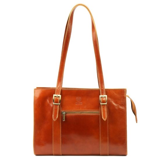 Dámská kožená kabelka Glorie zip camel 2