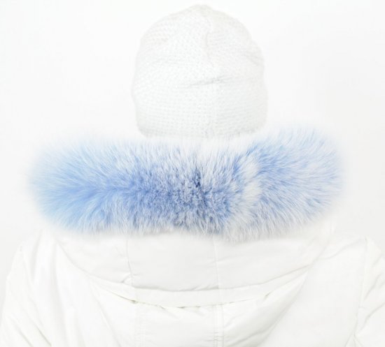 Kožešinový lem na kapuci - límec liška snowtop nebeská modř LP 1 (65 cm) 1