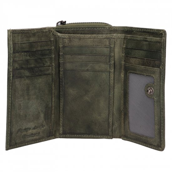 Dámská kožená peněženka LG - 22163 zelená - vnitřní výbava - karty