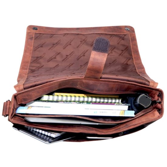 Pánská kožená taška přes rameno Farao hnědá melír - vnitřní vybavení 3