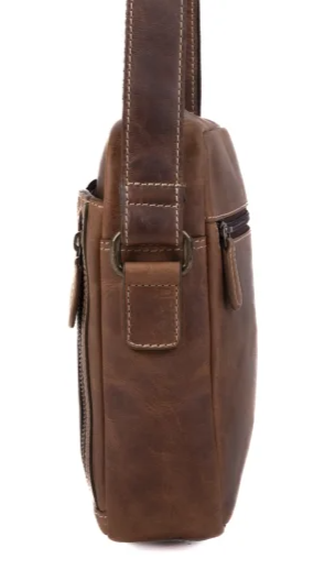 Pánská kožená taška přes rameno 23322 hnědá - boční pohled