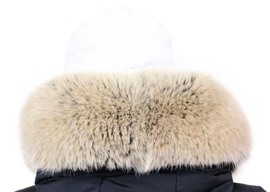 Kožešinový lem na kapuci - límec liška snowtop černo - béžová L 18/35 (65 cm) 1