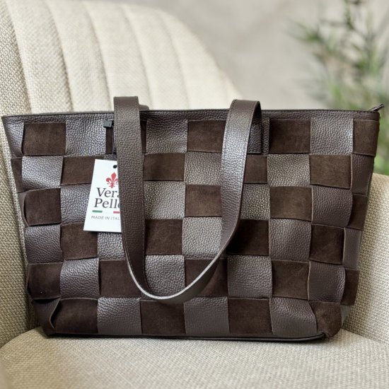 Dámska kožená kabelka FIONA tm. hnedá 4