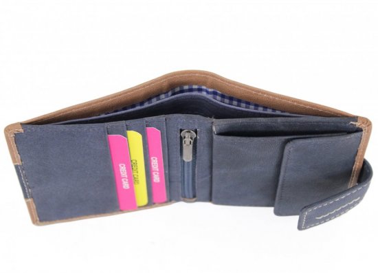 Dámska kožená peňaženka 23305/18 hnedá + modrá