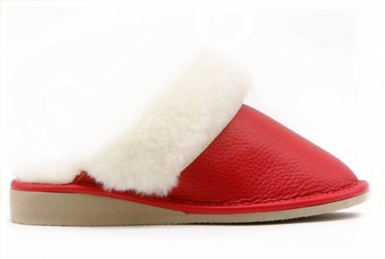 Dámske kožušinové papuče široké Marcela červené 1