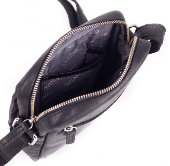 Pánská kožená taška přes rameno SG-2171 černá - vnitřní vybavení 02