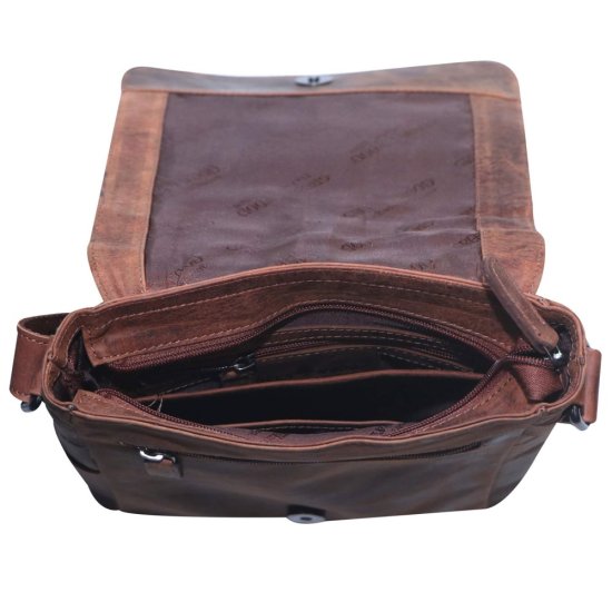 Pánská kožená taška přes rameno Gion hnědá melír - vnitřní vybavení 2