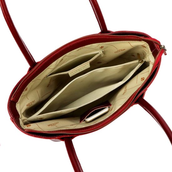 Dámská kožená kabelka Viktorie tm. červená - vnitřní vybavení Dámská kožená kabelka Viktorie tm. červená - vnitřní vybavení