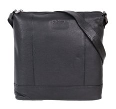 Dámska kožená taška cez rameno Laura čierna - predná strana s popruhom 