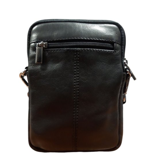 Pánská kožená taška přes rameno RADAN černá - zipová kapsa zezadu