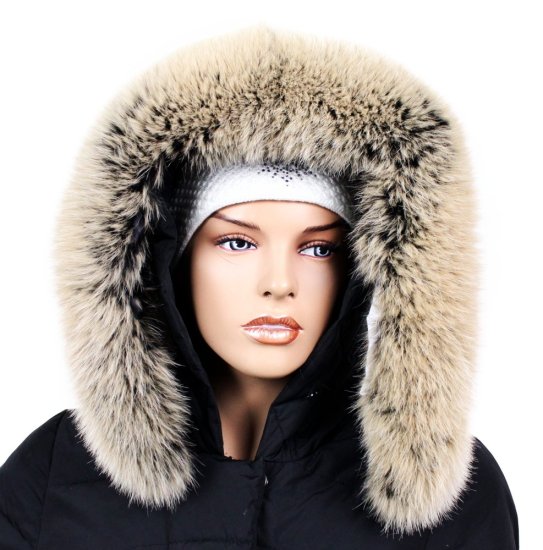 Kožešinový lem na kapuci - límec liška snowtop černo - béžová L 18/30 (70 cm) 3