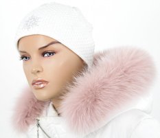Kožušinový lem na kapucňu - golier líška snowtop pudrová LP 5 (61 cm)