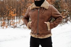 Pánská kožešinová bunda Liam - hnědá/béžový beránek 2