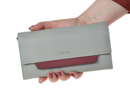 Dámska kožená peňaženka SG-27411 šedá/vínová 3