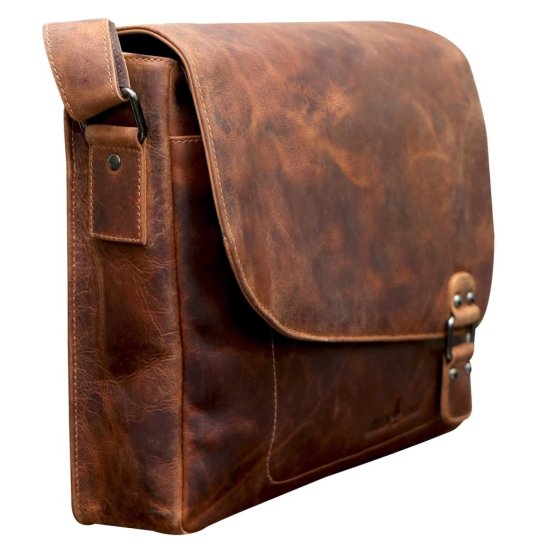 Kožená taška přes rameno UNI IGGY hnědá melír