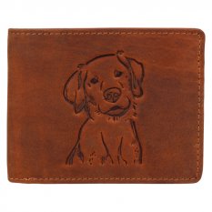 Pánska kožená peňaženka 266-6535 pes - hnedá - pohľad spredu