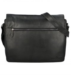 Pánska kožená taška cez rameno Farao čierna - predná strana