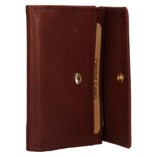 Kožená peněženka E-21055 (malá peněženka) hnědá - zapínání