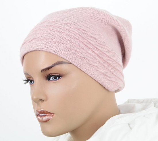 Dámska pletená čiapka - 1031-5 ružová