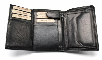 Pánska kožená peňaženka V-2105 čierna