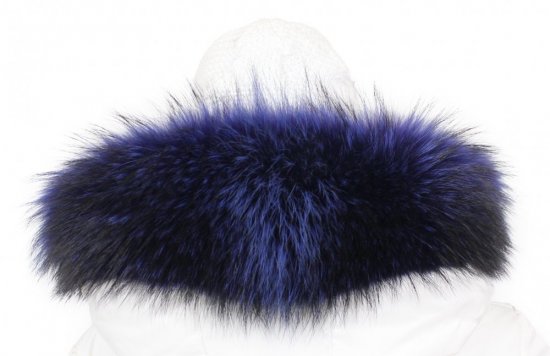 Fur trim on the hood - plum blue raccoon collar M 29/4 (65 cm) 3