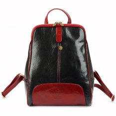 Kožený batoh Karin čierny + červený