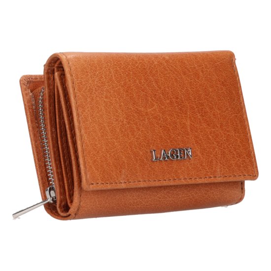 Dámská kožená peněženka LG-27718 koňak - přední strana z boku