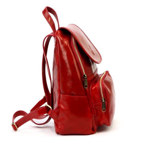 Kožený batoh Jordan červený - boční pohled Kožený batoh Jordan červený - boční pohled