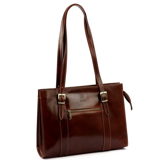 Dámská kožená kabelka Glorie zip hnědá 3