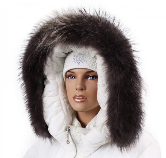 Fur trim on the hood - raccoon collar graphite M 37/8 (75 cm) 1