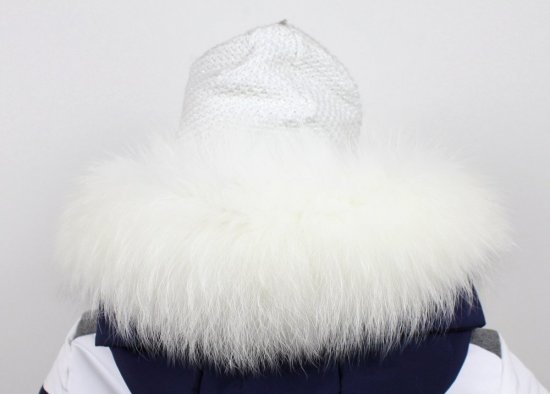 Kožušinový lem na kapucňu - golier medvedíkovec snehobiely M 142/10 (79 cm)