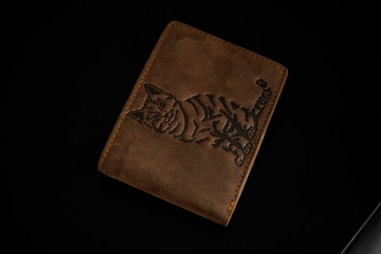 Pánska kožená peňaženka 266-6403WZ mačka - hnedá 7