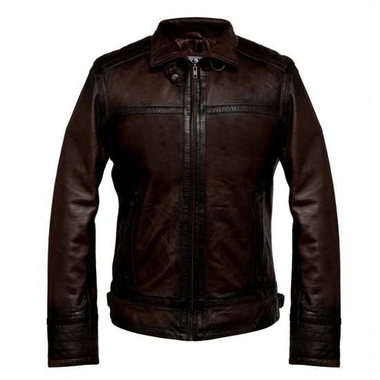 Pánska kožená bunda 5201 tmavo hnedá - veľkosť: XXXL