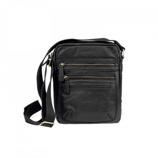 Pánská kožená taška přes rameno LN-20661 černá