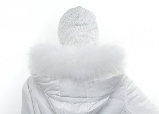 Kožušinový lem na kapucňu - golier medvedíkovec snehobiely M 142/2 (60 cm)