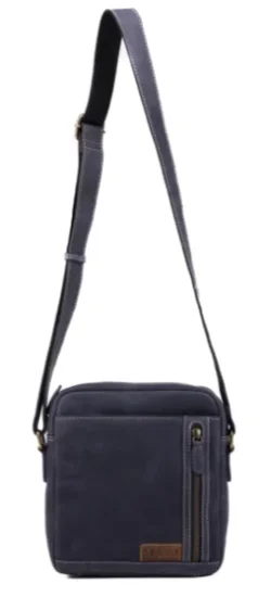 Pánská kožená taška přes rameno 23322 hnědá-modrá - nastavitelný ramenní popruh