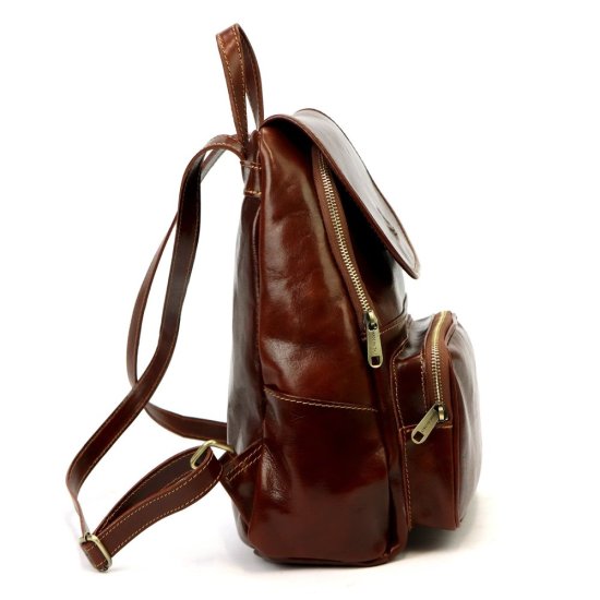 Kožený batoh Jordan hnědý - boční pohled Kožený batoh Jordan hnědý - boční pohled