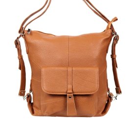 Dámska kožená kabelka - batôžtek Ela koňak 2 - predná strana Dámska kožená kabelka - batôžtek Ela koňak 2 - predná strana