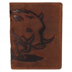 Pánska kožená peňaženka 219177 diviak - hnedá - pohľad spredu