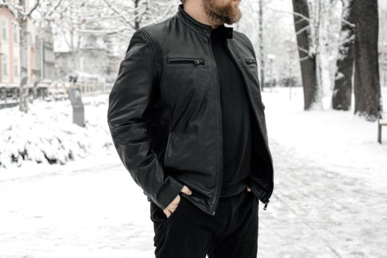 Pánská kožená bunda DNR 52360.4 černá - na postavě 1
