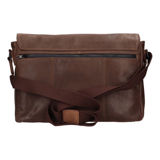 Kožená taška přes rameno BLC 223-2664 hnědá - zadní zipová kapsa