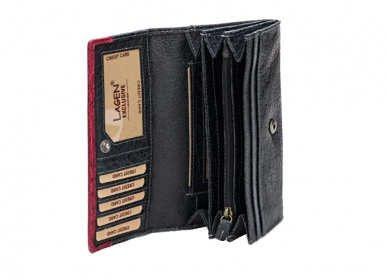 Dámská kožená peněženka 24013 černo - červená