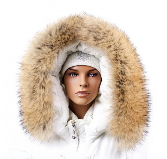 Kožešinový lem na kapuci - límec mývalovec bežový M 01/31 (72 cm) 1