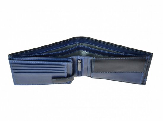 Pánska kožená peňaženka 27531152007 čierna - modrá 2