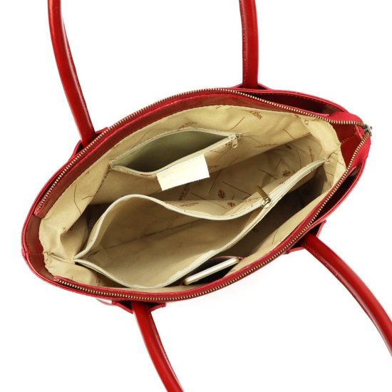 Dámská kožená kabelka Viktorie červená - vnitřní vybavení Dámská kožená kabelka Viktorie červená - vnitřní vybavení