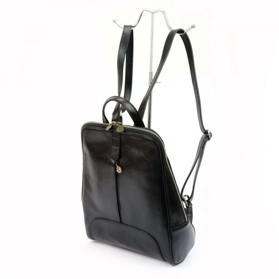 Kožený batoh Karin černý + tm. hnědý 4