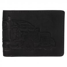 Pánska kožená peňaženka 219173 kamión - čierna - pohľad spredu