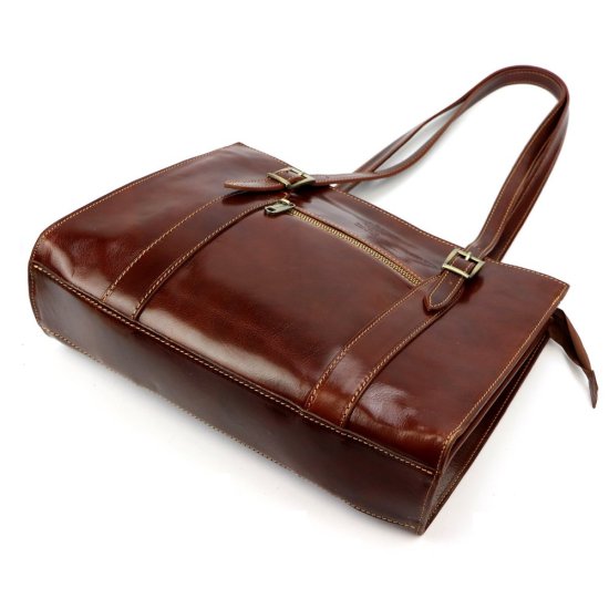Dámská kožená kabelka Glorie zip hnědá - spodní část