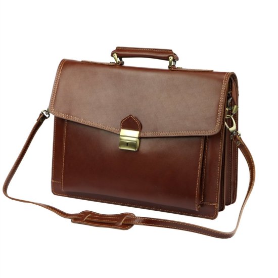 Kožená aktovka Pepe hnědá II - odnímatelný ramenní popruh