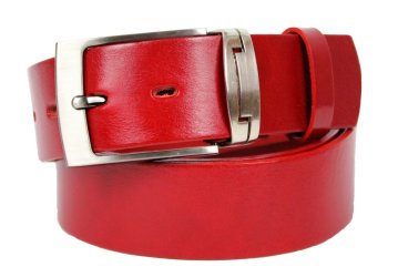 Pánský kožený opasek 234-PR93 červený